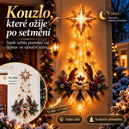 💡✨Světelná nástěnná dekorace s vánoční scénou