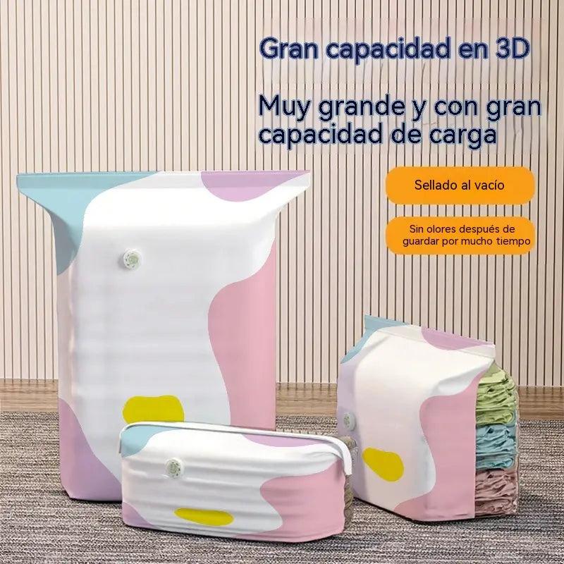 🧳【Juego de 5 piezas】💨 Bolsa de almacenamiento al vacío grande y compresible: no requiere bomba, es a prueba de fugas e ideal para ahorrar espacio en maletas y en casa ✈️