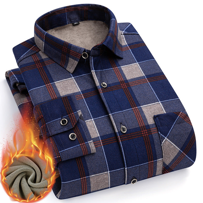 👔【Velikosti L–5XL】Nová pánská termo košile s oboustranným flísem na podzim a zimu – moderní a univerzální.