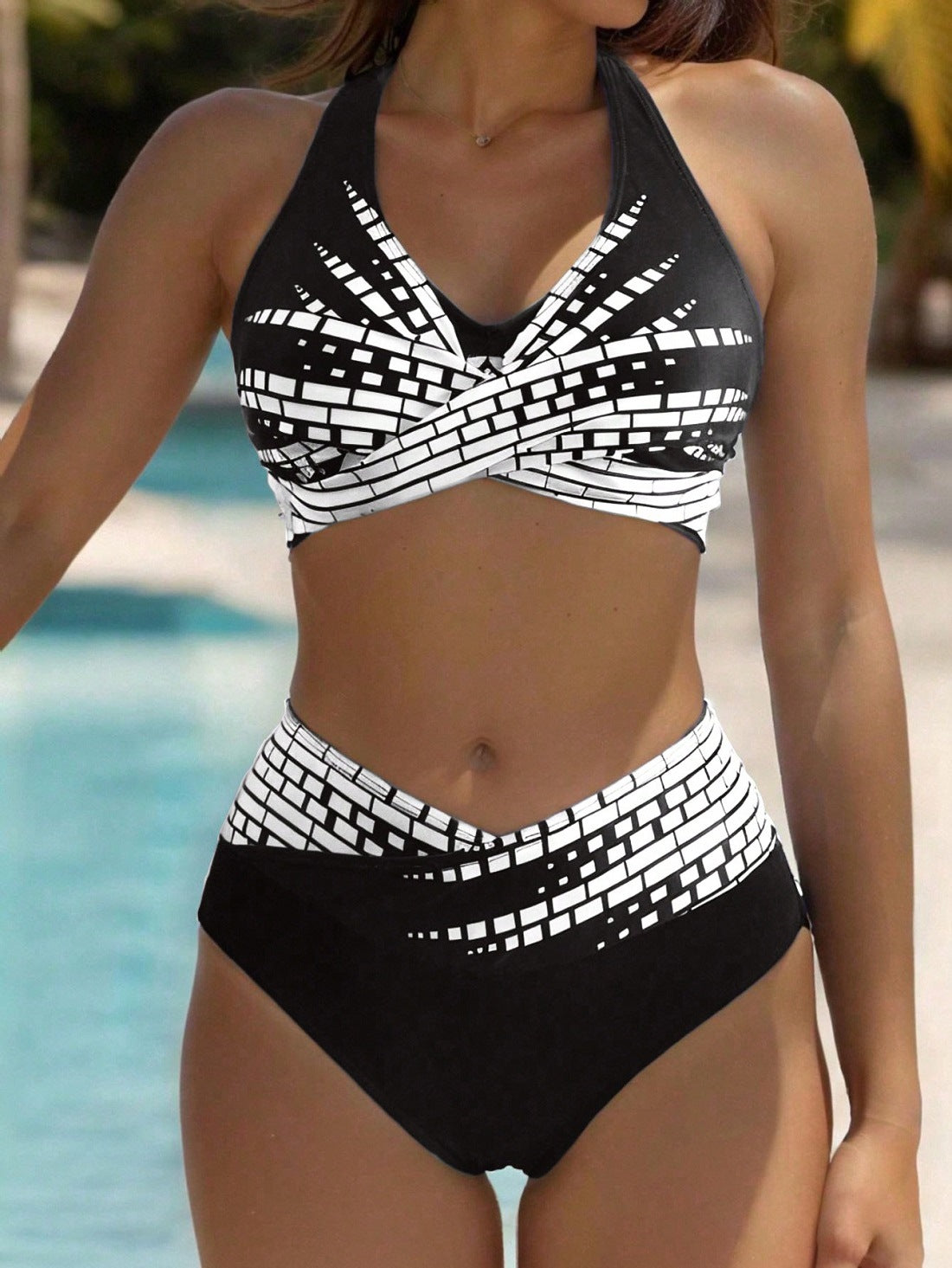 👙【L–5XL】👉 Dvoudílné bikiny pro ženy ve větších velikostech ✅ Vysoký pas ✅ Vysoká elasticita-Z