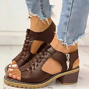 💟【35-41】Dámské klasické stabilní kožené sandály-4058559