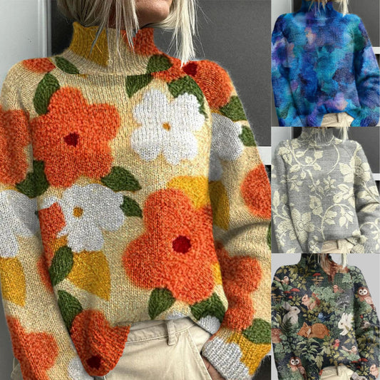 【M-5XL】👍🌺Nový silný potištěný ležérní svetr s kapucí