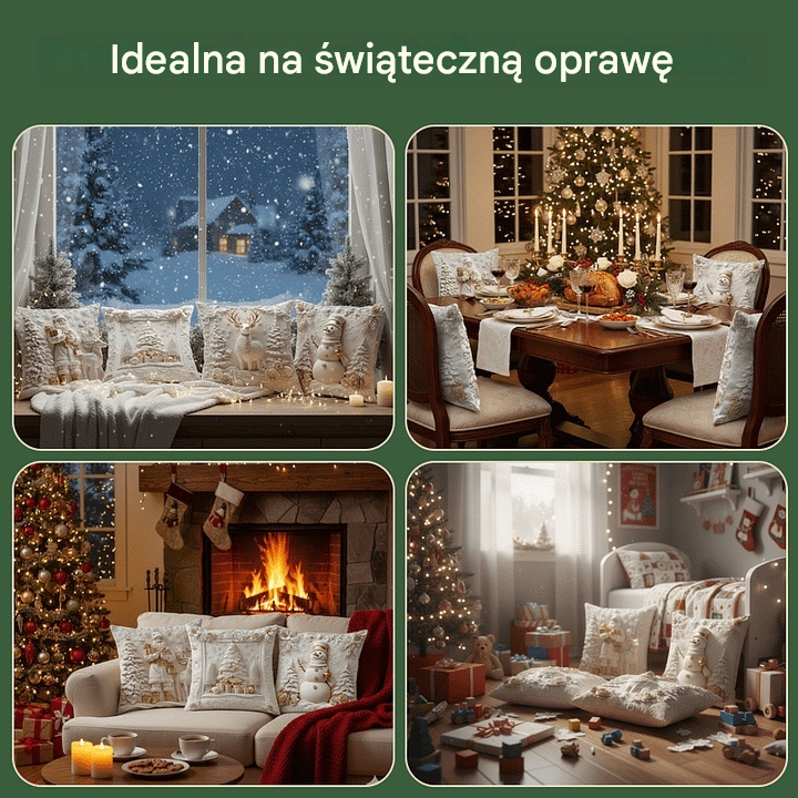 🎅Wyprzedaż świąteczna 50% TANIEJ🎄Poszewka na poduszkę z motywem świątecznym 【Zestaw 4 elementów】 4161814