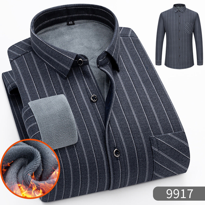 👔【L-5XL】Męska koszula biznesowa na jesień i zimę, ciepła, z długim rękawem