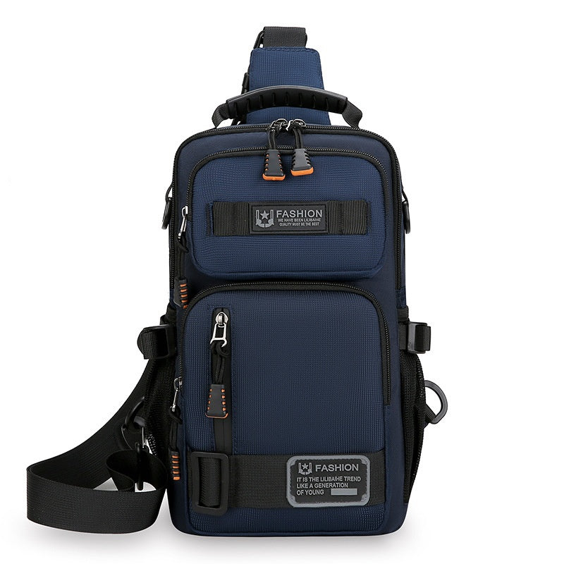 Bolso de pecho para hombre, bolso de hombro de gran capacidad con múltiples bolsillos.