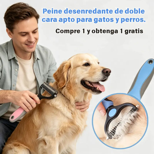 🐶【Compre 1 y obtenga 1 gratis,2 piezas】Cepillo de doble cara para el aseo de mascotas y la eliminación de pelo