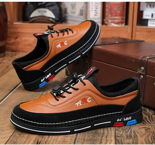 💯🔥【39-48】Los zapatos de negocios casuales para hombre están hechos de cuero impermeable y resistente a las manchas con una suela suave para un uso cómodo.