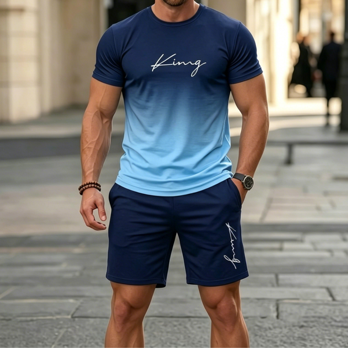 🔥✨【50% de descuento🔥】Chándal de verano de dos piezas para hombre: cómoda camiseta de manga corta y pantalones cortos.