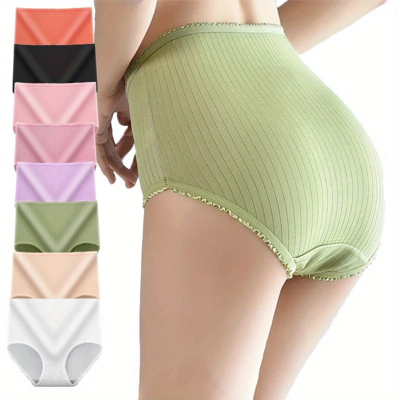 【🔥Oferta por tiempo limitado】Bragas impermeables antibacterianas de cintura alta para mujer de talla grande 【Conjunto de 8 piezas】