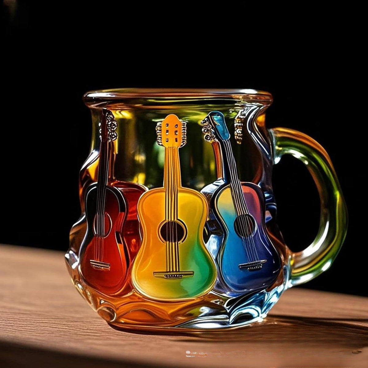 🎸3D malovaný hrnek na kávu s motivem kytary-4072975