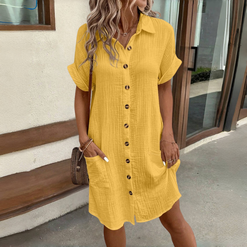 🎁 Šaty z bavlny a bavlny s krátkým rukávem, lehké a prodyšné