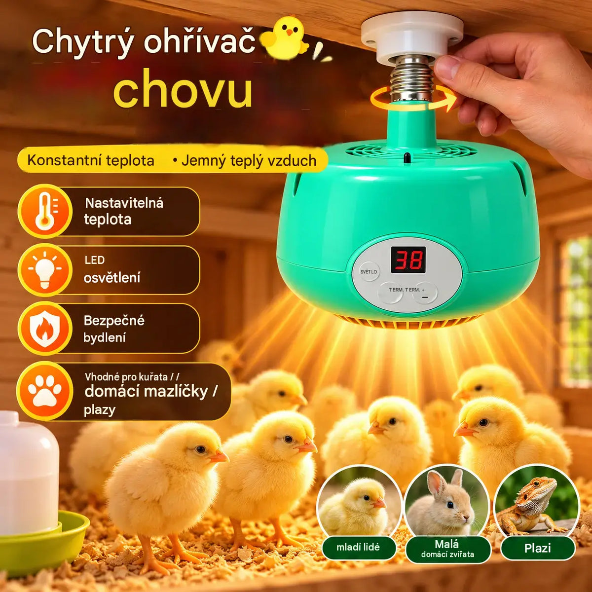 1 kusy 770 Kč ⏳Časově omezená nabídka: sleva 50 %! ⏰Topné těleso do inkubátoru s inteligentní regulací teploty💡
