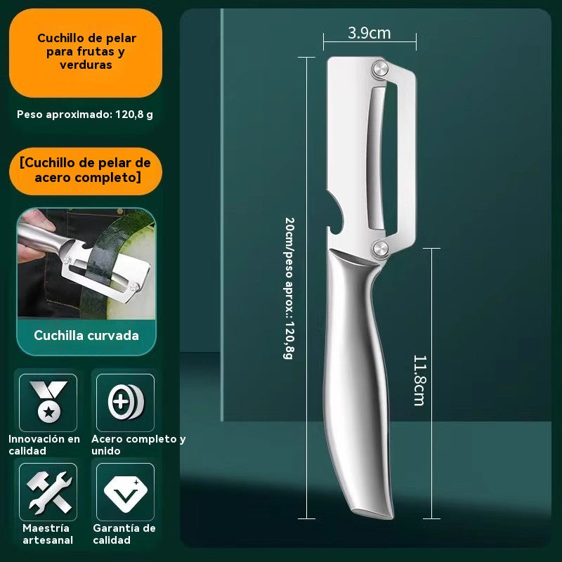 ✅Compra 1 y llévate 1 gratis (2 artículos) 🧅🔪 Pelador de cocina multifuncional 3 en 1: ¡Pela, corta y abre botellas! 🔥