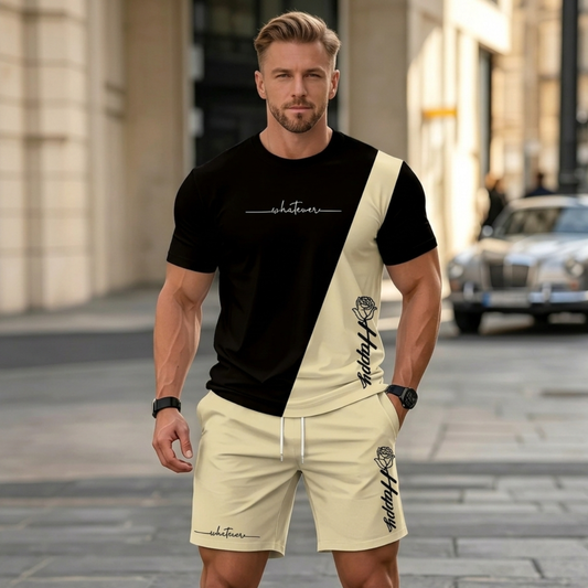 🔥✨【50% de descuento🔥】Chándal de verano de dos piezas para hombre: cómoda camiseta de manga corta y pantalones cortos.