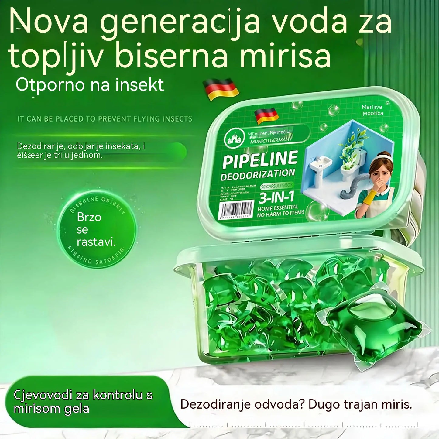 3 krabičky (150 kapslí) za pouhý 590 lei – 🔥🎉 Bio enzymatické kapsle pro odstranění zápachu z kanalizace.