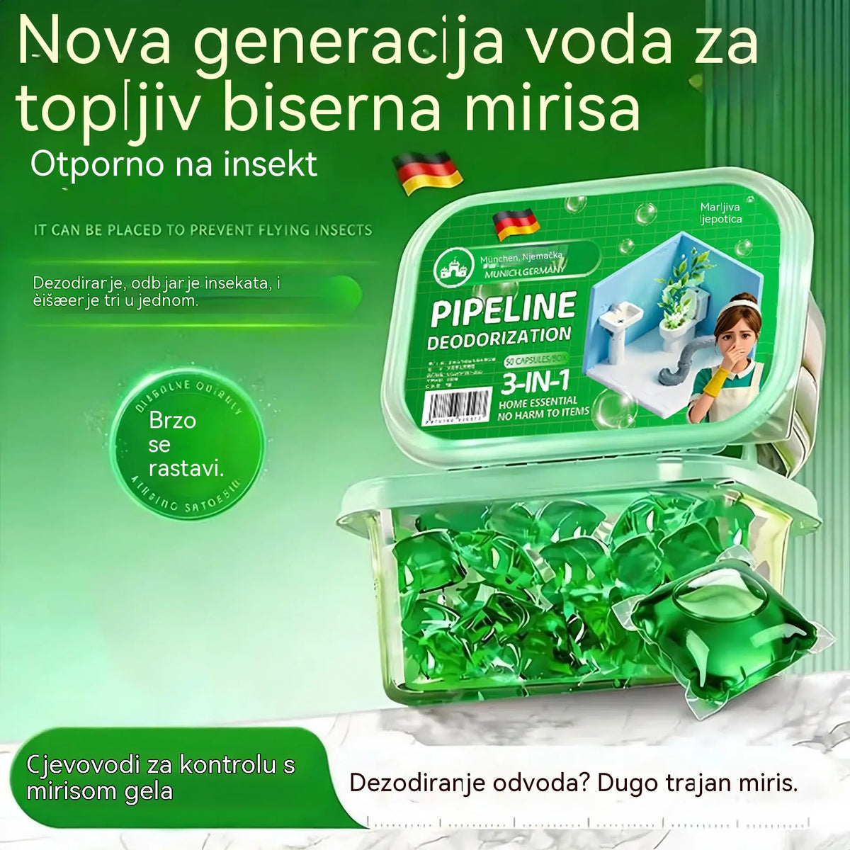 3 krabičky (150 kapslí) za pouhý 590 lei – 🔥🎉 Bio enzymatické kapsle pro odstranění zápachu z kanalizace.