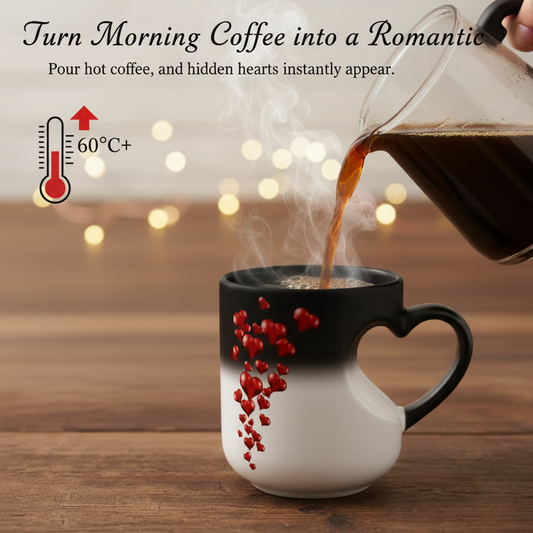 📢📢¡50% de descuento! ⏰ Taza de cerámica para San Valentín con asa en forma de corazón que cambia de color💝✨