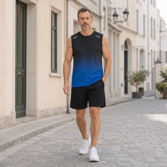 ✨M-5XL【Utánvétes fizetés】Férfi kétrészes nyári sport szett - póló és rövidnadrág