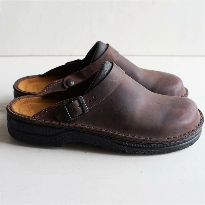👞 Pago contra entrega✅【38-48】Pantuflas de cuero natural, suela suave, muy cómodas de llevar ✅Unisex ✅2 unidades con un 70% de descuento-E