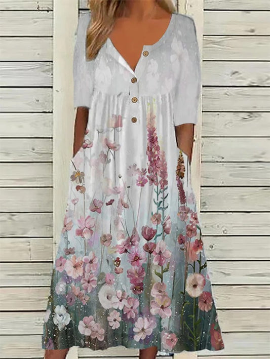 🔥👗【S-3XL】2024 Hot sale nové módní dámské šaty s potiskem kapes-3718834