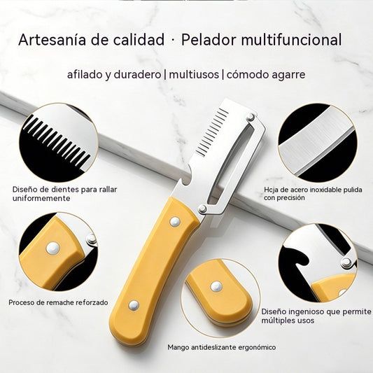 ✅Compra 1 y llévate 1 gratis (2 artículos) 🧅🔪 Pelador de cocina multifuncional 3 en 1: ¡Pela, corta y abre botellas! 🔥_4284356