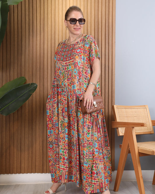 【S-5XL】👗Nové letní elegantní květinové tylové šaty-3708867