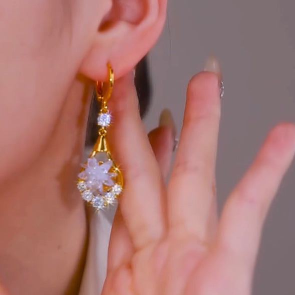 【Kup 1, odbierz 1 za darmo】✨✨Szlachetne kolczyki kwiatowe z cyrkonitem i diamentami, projekt niszowy, eleganckie, wszechstronne – nowe mody 2025-4175511