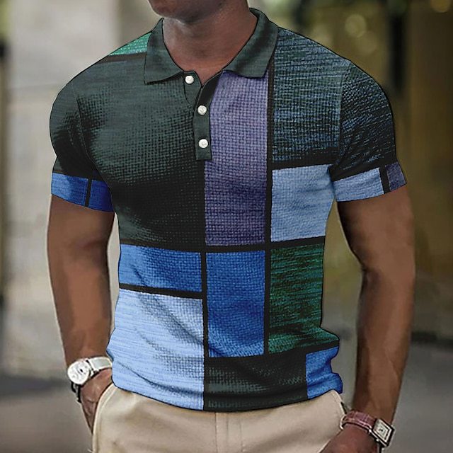 💥👕2026【S-5XL】Nové pánské kostkované pruhované polo tričko z bavlny a lnu