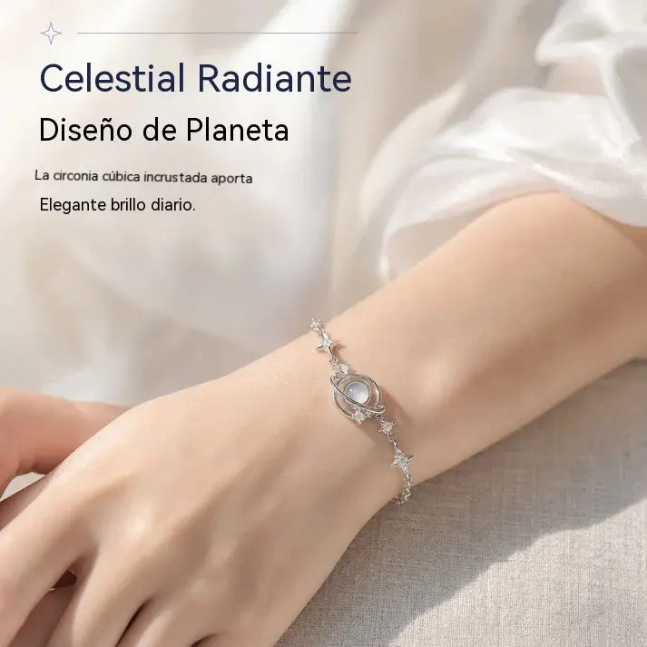 ✨【Compra 1 y llévate otro gratis】2 piezas 25euro💥 Pulsera de plata de ley S925 con temática «interestelar. Es hipoalergénica y delicada con la piel; un regalo exquisito para mujeres y niñas. 🪐