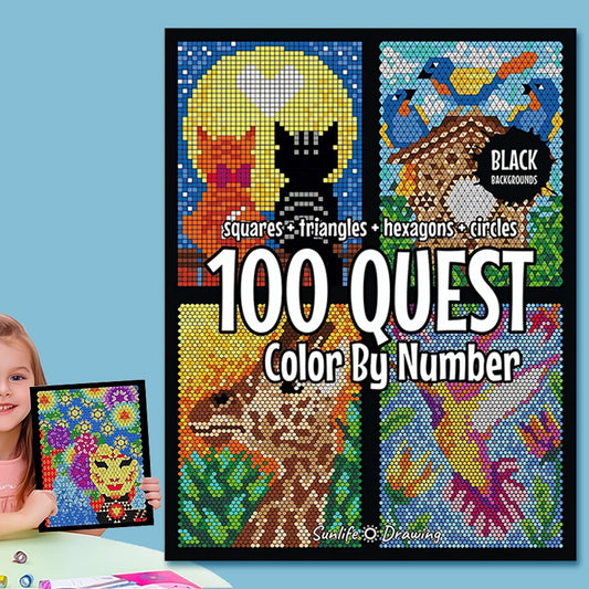50% DE DESCUENTO🎄🎨Libro para colorear por números 100 QUEST