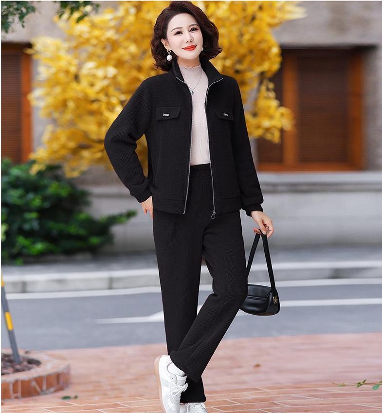 🔴💥【M-4XL】Damski, swobodny, aksamitny i pogrubiony garnitur (marynarka + spodnie)