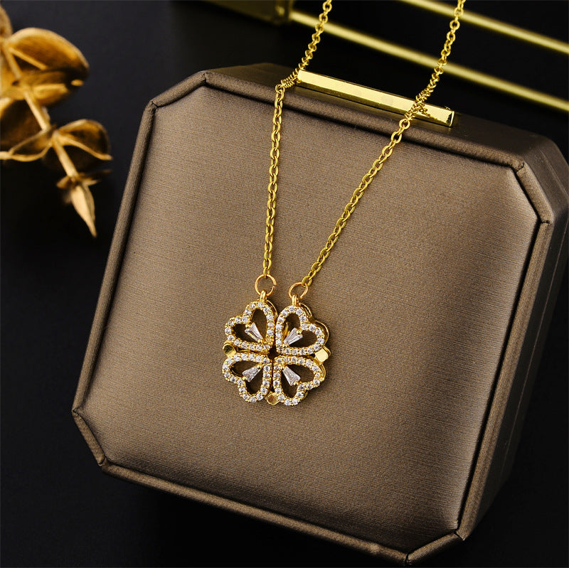 🔥🍀Un collar transformable de trébol de cuatro hojas. ❤️ ¡Llévalo y deja que la buena suerte te acompañe! 🍀