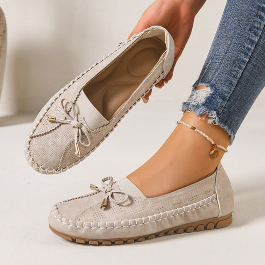 ✨50% de descuento✨【36-43】Zapatos ortopédicos de piel auténtica para mujer, zapatos planos retro sin cordones con estampado floral calado y suela suave para mujer