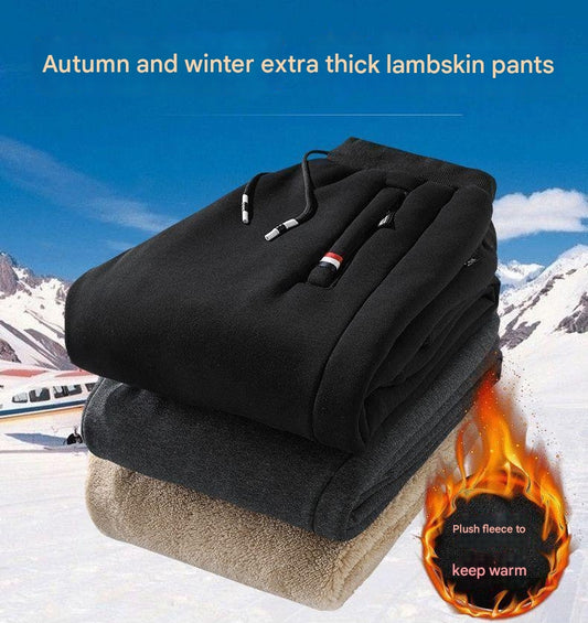 👖🔥【M-5XL】2024 Zimní pánské zimní jehněčí vlna zahuštěná ležérní teplé tepláky✅【40-100kg】