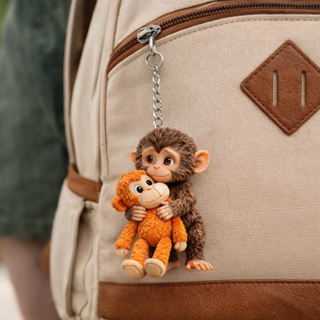 🏆Último día con un 60% de descuento - 🐵 Llavero de mono 3D Viral Punch 💕🎁Un regalo conmovedor para amantes de los animales, familiares, amigos y seres queridos.