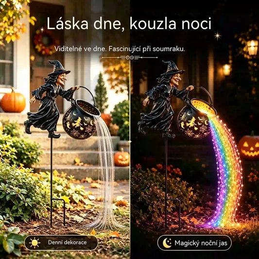 🧙♀️🎃 Zahradní lampa Čarodějnický kotel s LED světlem – Úžasná venkovní dekorace 🔮✨