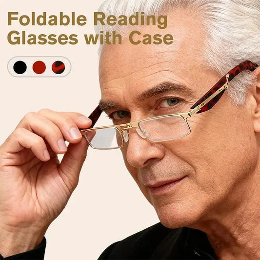 🔥【Venta caliente】Gafas de lectura plegables anti-luz azul y estuche para gafas
