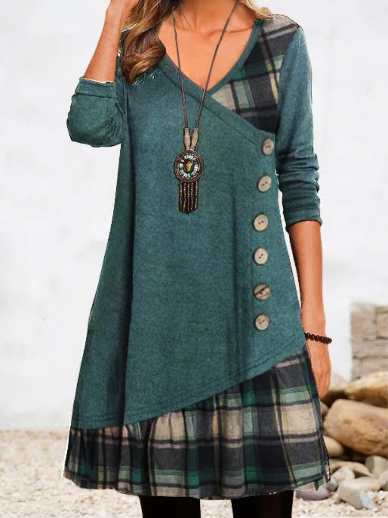 👗【S-3XL🔥】Dámské ležérní šaty s dlouhým rukávem a kontrastními detaily ✅️Dobírka
