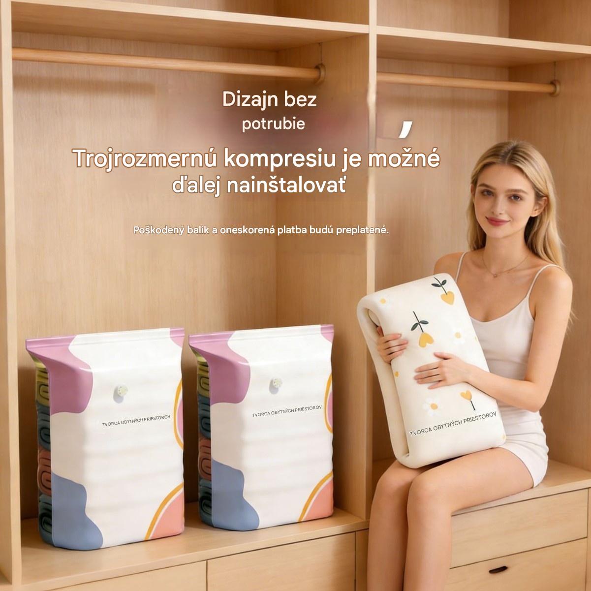 🧳【5-dílná sada】💨 Velká, stlačitelná vakuová úložná kapsa: nevyžaduje pumpičku, je nepropustná a ideální pro úsporu místa v kufru a doma ✈️