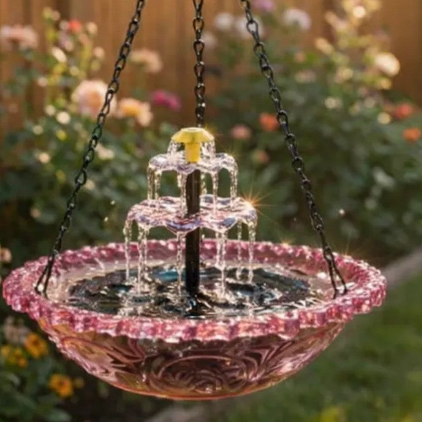 🔥🔥 50% de descuento – Fuente colgante solar para baño de pájaros con estilo cascada