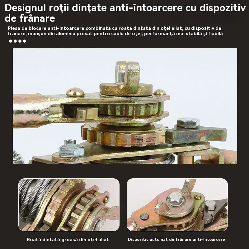 🧰Cabrestante extractor de cable de acero de 2 toneladas con 2 ganchos