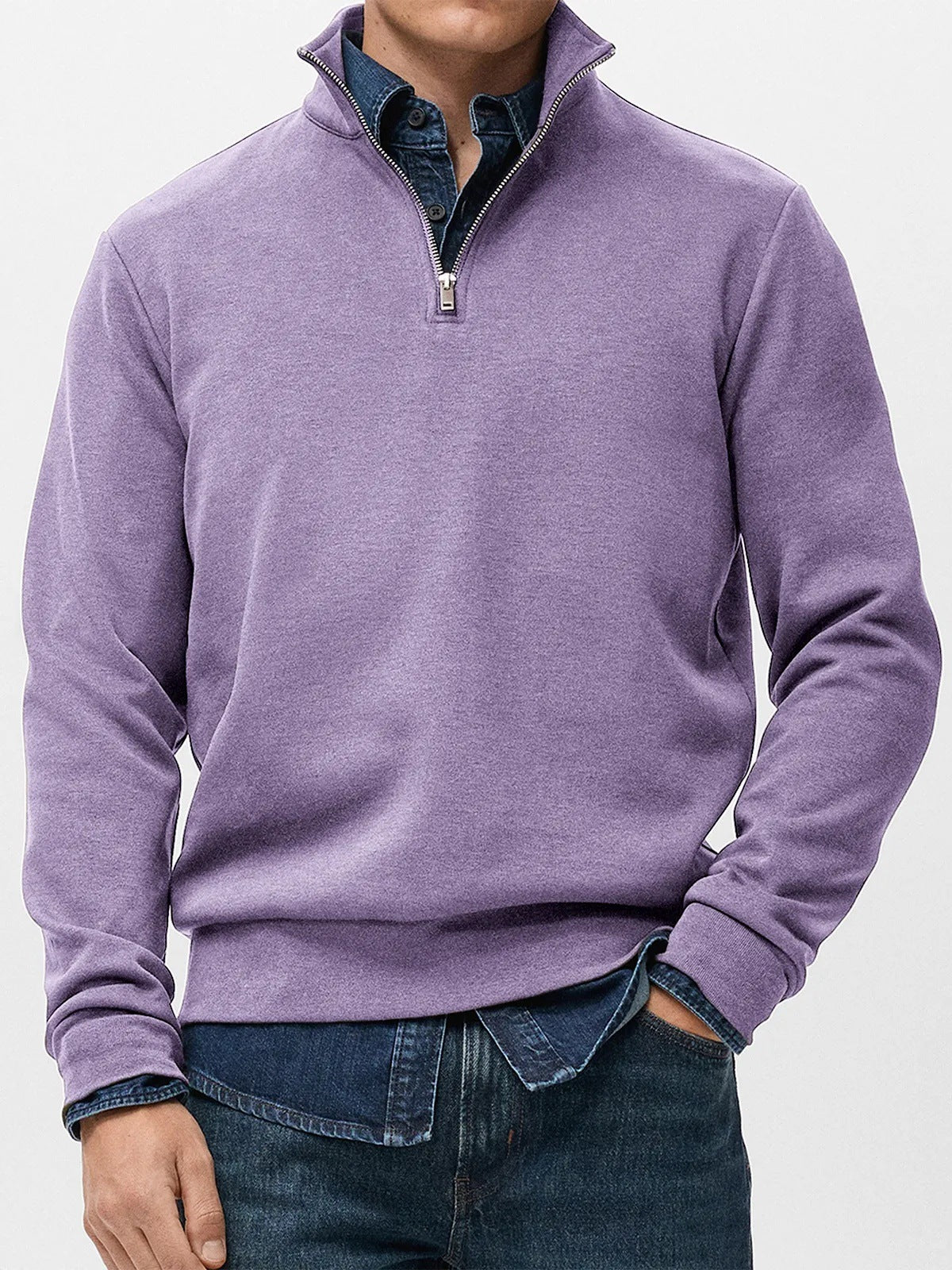 👔【S-5XL】Nová pánská mikina s dlouhým rukávem, polovičním zipem a stojáčkem. Všestranná mikina