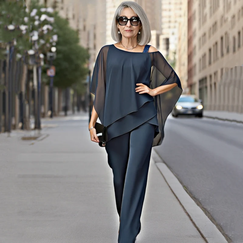 ⏳Časově omezená nabídka⏰【50-120KG】👚👖Dámská dvoudílná sada, šetrná k pokožce s odhalenými rameny✅【Top + kalhoty】