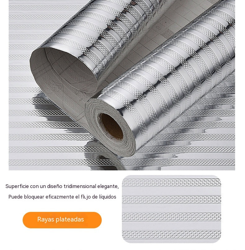 【40cm*5m】🛡️ Lámina Adhesiva de Aluminio Removible – Antigrasa, Resistente al Calor y Fácil de Limpiar