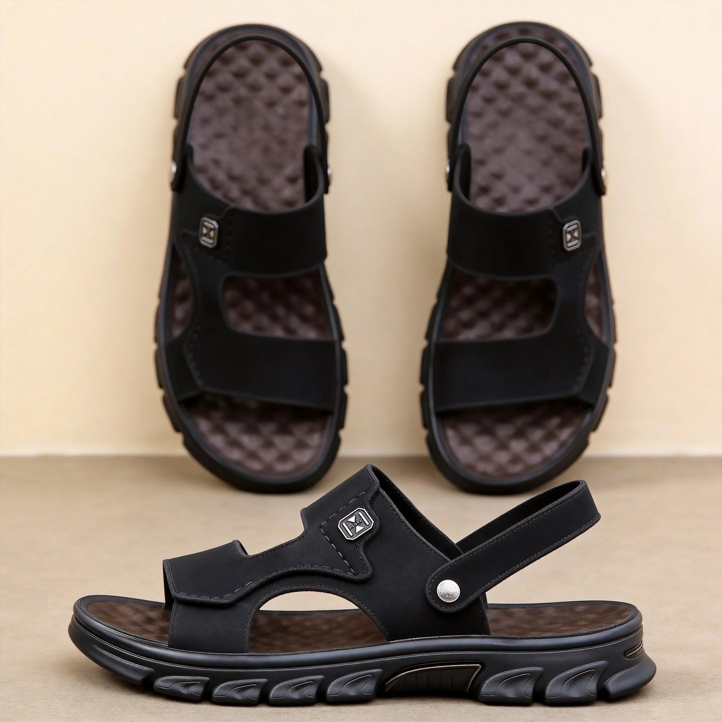 🐂【38-47】Nuevas sandalias de playa de cuero con suela gruesa para hombre