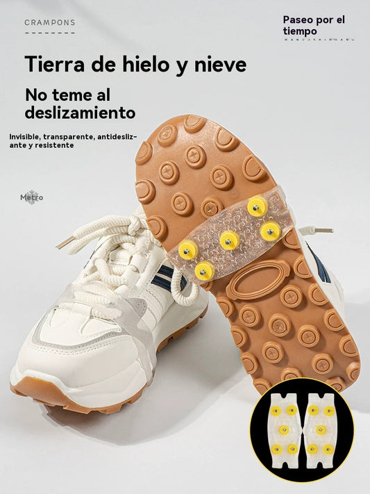 👴🚶🏔️Mangas de crampones antideslizantes invisibles de cinco dientes, crampones transparentes para exteriores, imprescindibles para las personas mayores.