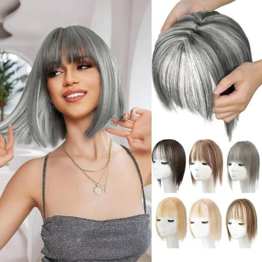 🎁Postizos de cabello natural con flequillo para mujer (100 % cabello natural)
