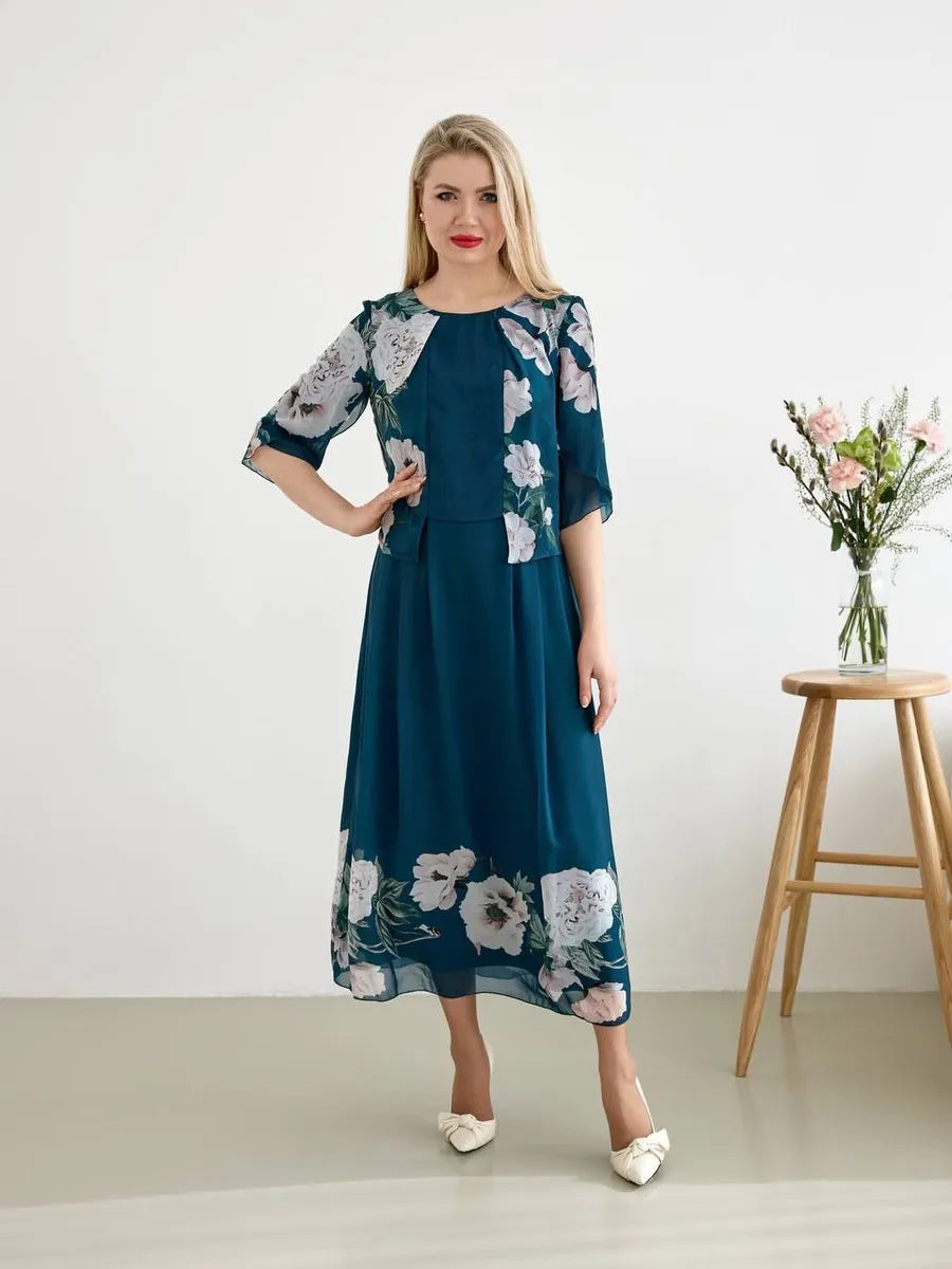 👗【S-5XL】Dvoudílné potištěné falešné šaty