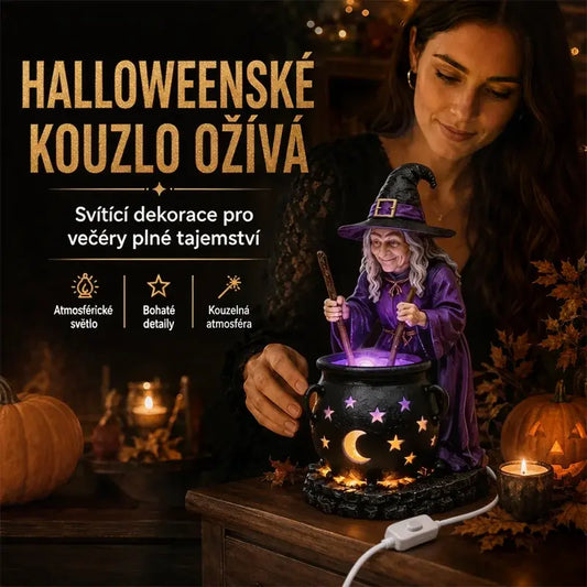 🧙♀️🎃Halloweenská socha čarodějnice v kotli