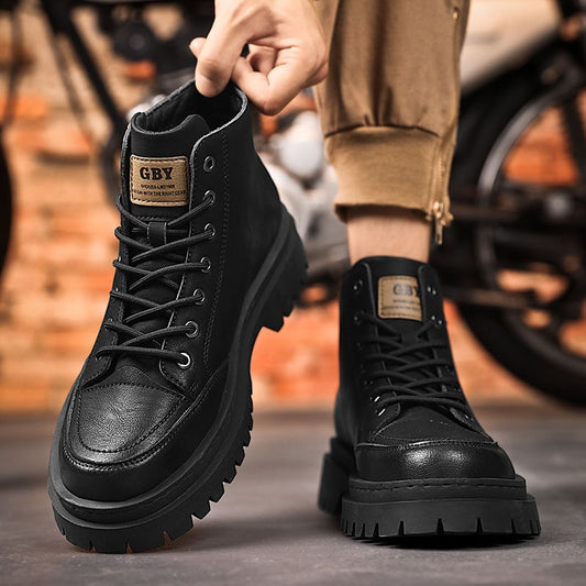 💪Jesień i zima, retro, wysokie buty męskie, styl brytyjski retro